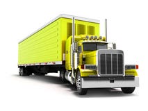 Truck yellow with yellow trailer 3d render on white background w stock illustration Truck yellow with yellow trailer 3d render on white background w stock illustration