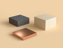 Trzy kwadratowego abstrakcjonistycznego geometrycznego kształta minimalna abstrakcjonistyczna scena 3d odpłaca się royalty ilustracja Trzy kwadratowego abstrakcjonistycznego geometrycznego kształta minimalna abstrakcjonistyczna scena 3d odpłaca się royalty ilustracja
