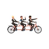 Trzy rozochoconego mężczyzna jedzie tandemowego bicykl w czarnych klasycznych kostiumach Partnery biznesowi, drużyny praca Kreskó royalty ilustracja Trzy rozochoconego mężczyzna jedzie tandemowego bicykl w czarnych klasycznych kostiumach Partnery biznesowi, drużyny praca Kreskó royalty ilustracja