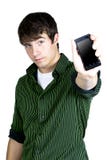 trzymający mężczyzna telefon młody zdjęcia stock trzymający mężczyzna telefon młody zdjęcia stock
