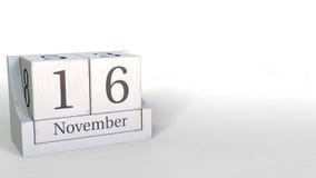 Träkubkalendern visar det November 16 datumet, tolkningen 3D royaltyfri illustrationer Träkubkalendern visar det November 16 datumet, tolkningen 3D royaltyfri illustrationer