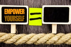 Ttext showing Empower Yourself. Business concept for Positive Motivation Advice For Personal Development written on Blackboard Equ stock photo Ttext showing Empower Yourself. Business concept for Positive Motivation Advice For Personal Development written on Blackboard Equ stock photo