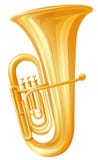 Tuba dorata su fondo bianco illustrazione vettoriale Tuba dorata su fondo bianco illustrazione vettoriale