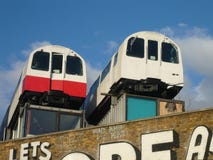 Tube Train Carriages as Sculpture in Camden London stock image Tube Train Carriages as Sculpture in Camden London stock image