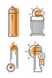 Tubi di vetro ed insieme dell'icona di energia del sole illustrazione vettoriale Tubi di vetro ed insieme dell'icona di energia del sole illustrazione vettoriale
