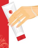 Tubo de creme na mão fêmea ilustração stock Tubo de creme na mão fêmea ilustração stock