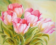 Tulipanes de la pintura al óleo ilustración del vector Tulipanes de la pintura al óleo ilustración del vector