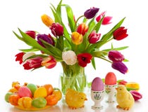 Tulips And Easter Eggs Stock Image Tulips And Easter Eggs Stock Image
