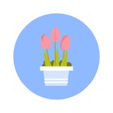 Tulpen Bouqet-Ikone auf dem blauen runden Hintergrund lokalisiert stock abbildung Tulpen Bouqet-Ikone auf dem blauen runden Hintergrund lokalisiert stock abbildung
