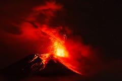 Night Explosion Of Tungurahua Volcano