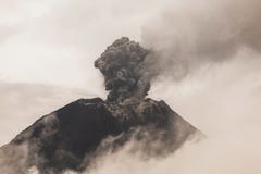 Tungurahua Volcano, Intense Activity At Sunset