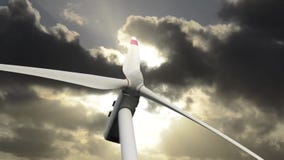Turbinas de viento en la puesta del sol almacen de video Turbinas de viento en la puesta del sol almacen de video