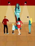 Turister framme av den egyptiska statyn royaltyfri illustrationer Turister framme av den egyptiska statyn royaltyfri illustrationer