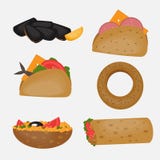 Turkish Fast food, Traditional street food, Turkish cuisine. stock illustration Turkish Fast food, Traditional street food, Turkish cuisine. stock illustration