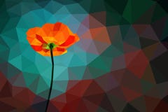 Turquoise Background With Poppy. Low Poly Wallpaper Royalty Free Stock Images