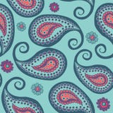 Turquoise sans couture indienne de Kalamkari Patternon verte et de corail, Pasleys arabe répétant le modèle Backround illustration de vecteur Turquoise sans couture indienne de Kalamkari Patternon verte et de corail, Pasleys arabe répétant le modèle Backround illustration de vecteur