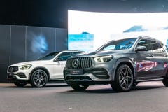 Tutto il nuovo Mercedes AMG GLE 53 4Matic+, della quarta generazione, W167, SUV di lusso di taglia media classe GLE ha prodotto d immagini stock libere da diritti Tutto il nuovo Mercedes AMG GLE 53 4Matic+, della quarta generazione, W167, SUV di lusso di taglia media classe GLE ha prodotto d immagini stock libere da diritti