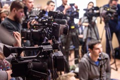 TV-camera's bij persconferentie stock afbeelding TV-camera's bij persconferentie stock afbeelding