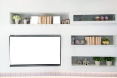 TV et étagère dans le style contemporain de salon Meubles en bois i Image libre de droits TV et étagère dans le style contemporain de salon Meubles en bois i Image libre de droits