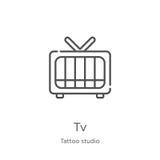 tv ikony wektor od tatuażu studia kolekcji Cienka linii tv konturu ikony wektoru ilustracja Kontur, cienieje kreskową tv ikonę dl ilustracji tv ikony wektor od tatuażu studia kolekcji Cienka linii tv konturu ikony wektoru ilustracja Kontur, cienieje kreskową tv ikonę dl ilustracji