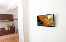 Tv Screen In Apartment Stock Photos