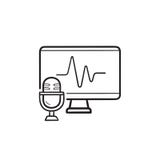 TV screen and voice recognition hand drawn outline doodle icon. stock illustration TV screen and voice recognition hand drawn outline doodle icon. stock illustration