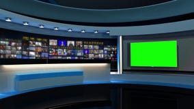 Tv Studio Blue Studio News Studio Control Room 3d Rendering Stock Footage Video Of Broadcast Newsroom
