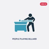 Två färgpersoner som spelar billiardvektorsymbolen från fritids- lekbegrepp isolerat blått folk som spelar billiardvektortecknet stock illustrationer Två färgpersoner som spelar billiardvektorsymbolen från fritids- lekbegrepp isolerat blått folk som spelar billiardvektortecknet stock illustrationer