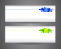 Twee banners met blauwe en gele abstracte nevelverf Verfrommelde document achtergrond Royalty-vrije Stock Foto Twee banners met blauwe en gele abstracte nevelverf Verfrommelde document achtergrond Royalty-vrije Stock Foto