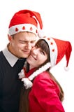Twee gelukkige mensen in Cristmas stock fotografie Twee gelukkige mensen in Cristmas stock fotografie