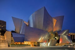 Twilight Exterior of Walt Disney Concert Hall Los Angeles California royalty free stock image Twilight Exterior of Walt Disney Concert Hall Los Angeles California royalty free stock image
