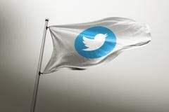 Twitter photorealistic flag editorial vector illustration Twitter photorealistic flag editorial vector illustration