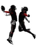 Two american football players touchdown celebration silhouette