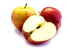 Two apples and a sliced apple isolated on white background stock photography Two apples and a sliced apple isolated on white background stock photography