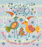 Two birds in Christmas cap. Stock Images Two birds in Christmas cap. Stock Images