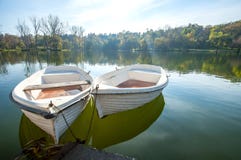 Two boats on the lake Stock Photography Two boats on the lake Stock Photography