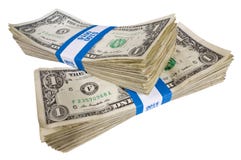 Two Bundles of One Dollar Bills Revised Stock Image Two Bundles of One Dollar Bills Revised Stock Image