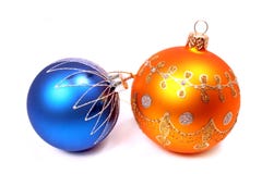 Two Celebratory Spheres Of Orange And Blue Color Royalty Free Stock Photos