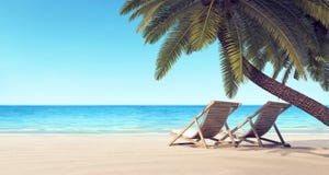 Two Chairs On The Beach Under Palm Tree Summer Background Royalty Free Stock Image Two Chairs On The Beach Under Palm Tree Summer Background Royalty Free Stock Image