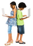 Two Children Working On Laptops Stock Photos