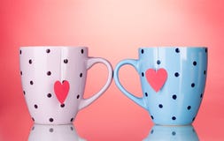 Two cups and tea bags with red heart-shaped label Royalty Free Stock Image Two cups and tea bags with red heart-shaped label Royalty Free Stock Image