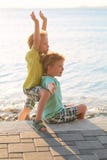 Two cute red curly boys brothers play pretend as they are flying royalty free stock photo Two cute red curly boys brothers play pretend as they are flying royalty free stock photo