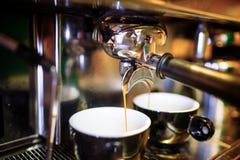 espresso pouring from espresso coffee machine. Hot beverages royalty free stock images espresso pouring from espresso coffee machine. Hot beverages royalty free stock images