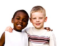 Two friends on white background