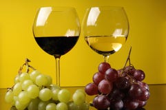Two Glasses And A Bottle Of Wine Stock Photography