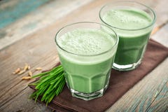 Two Green Barley Grass Shots Stock Images