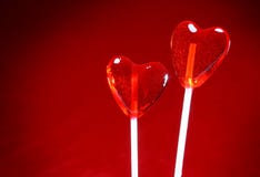 Two Heart Shaped Lollipops For Valentine Royalty Free Stock Images