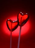 Two Heart Shaped Lollipops For Valentine Stock Photography