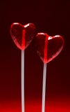 Two Heart Shaped Lollipops For Valentine Royalty Free Stock Photos