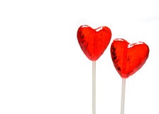 Two Heart Shaped Lollipops For Valentine Stock Photography